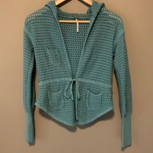 Free People hooded cardigan sweater with tie.  Size small
